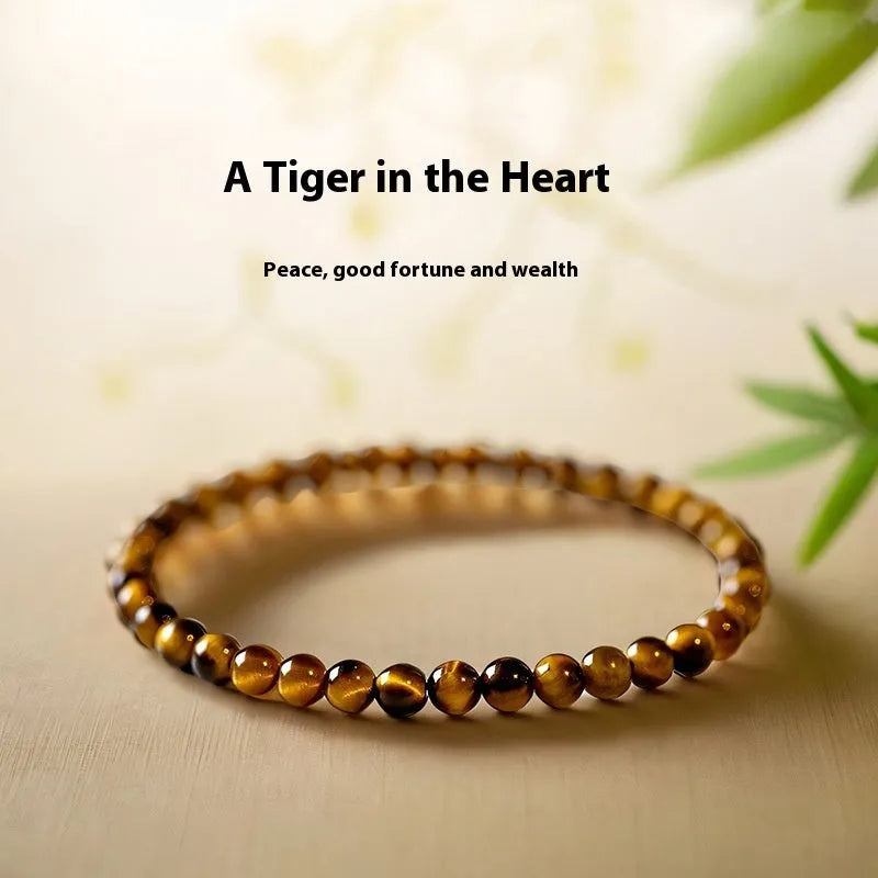 New Chinese style geometric Tigereye bracelet with round elements in three bead sizes