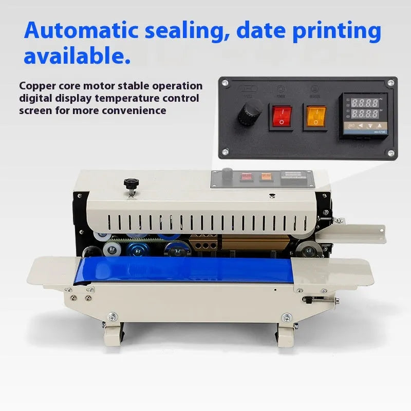 Mini handheld sealing machine with date stamp function for packaging applications