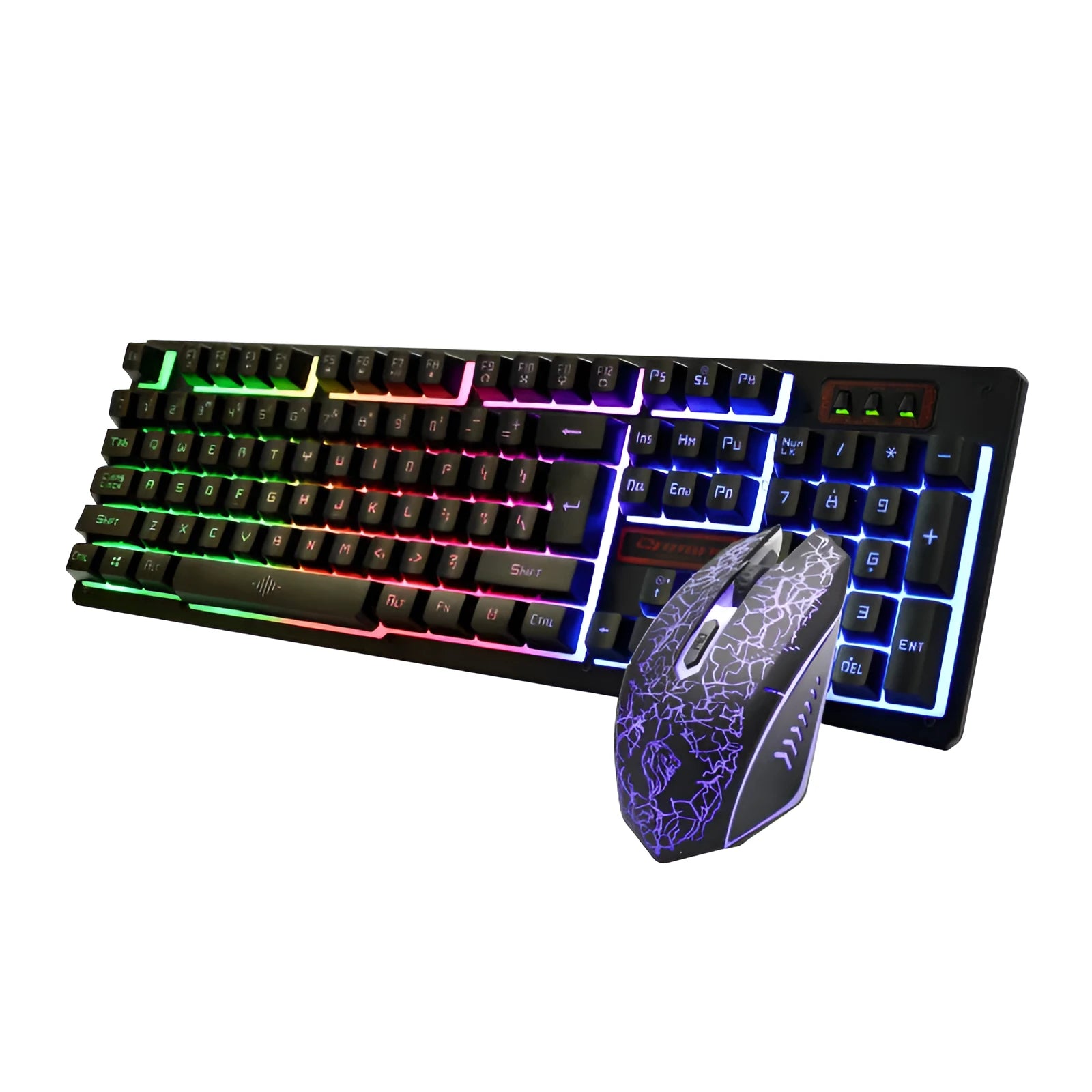 K13 black wired gaming keyboard and mouse set with USB connection and 1600 DPI optical mouse