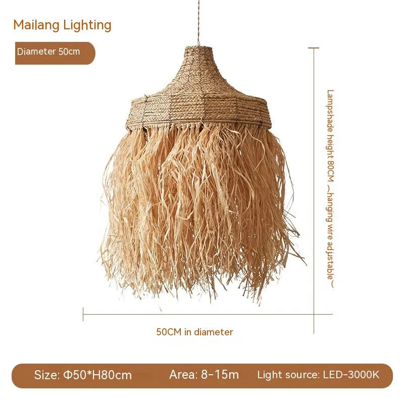 50cm diameter retro restaurant chandelier with woven willow and wild vetch construction