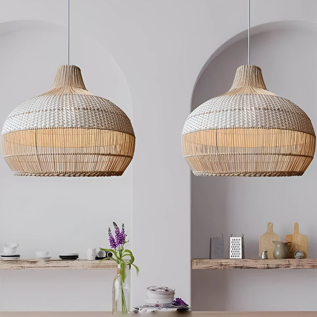 Rattan Silent Wind design chandelier with 60cm diameter, pastoral Southeast Asian style.