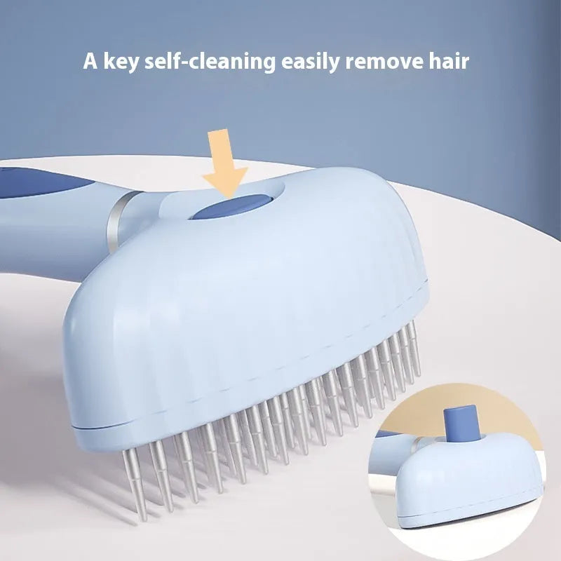 Azure blue and white double-row stainless steel dog grooming napping comb.
