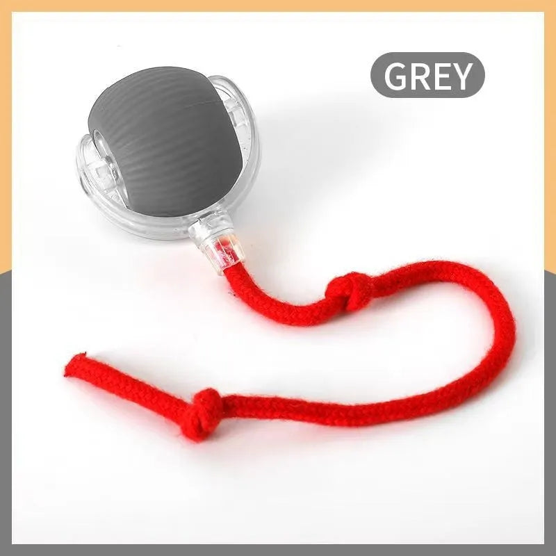 Silicone rolling cat toy ball available in red, green, and grey colours