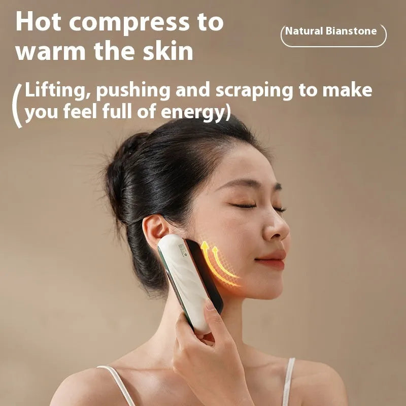Rechargeable electric scraping plate with USB power, hot compress and vibration massage functions