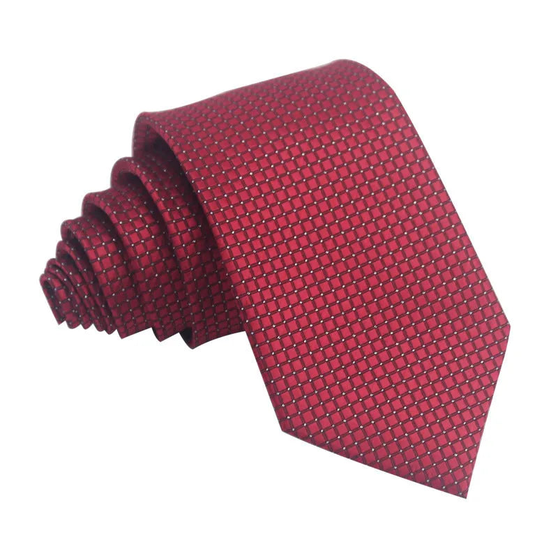 8cm wide red and black striped jacquard tie with an arrow point tip for men's formal wear