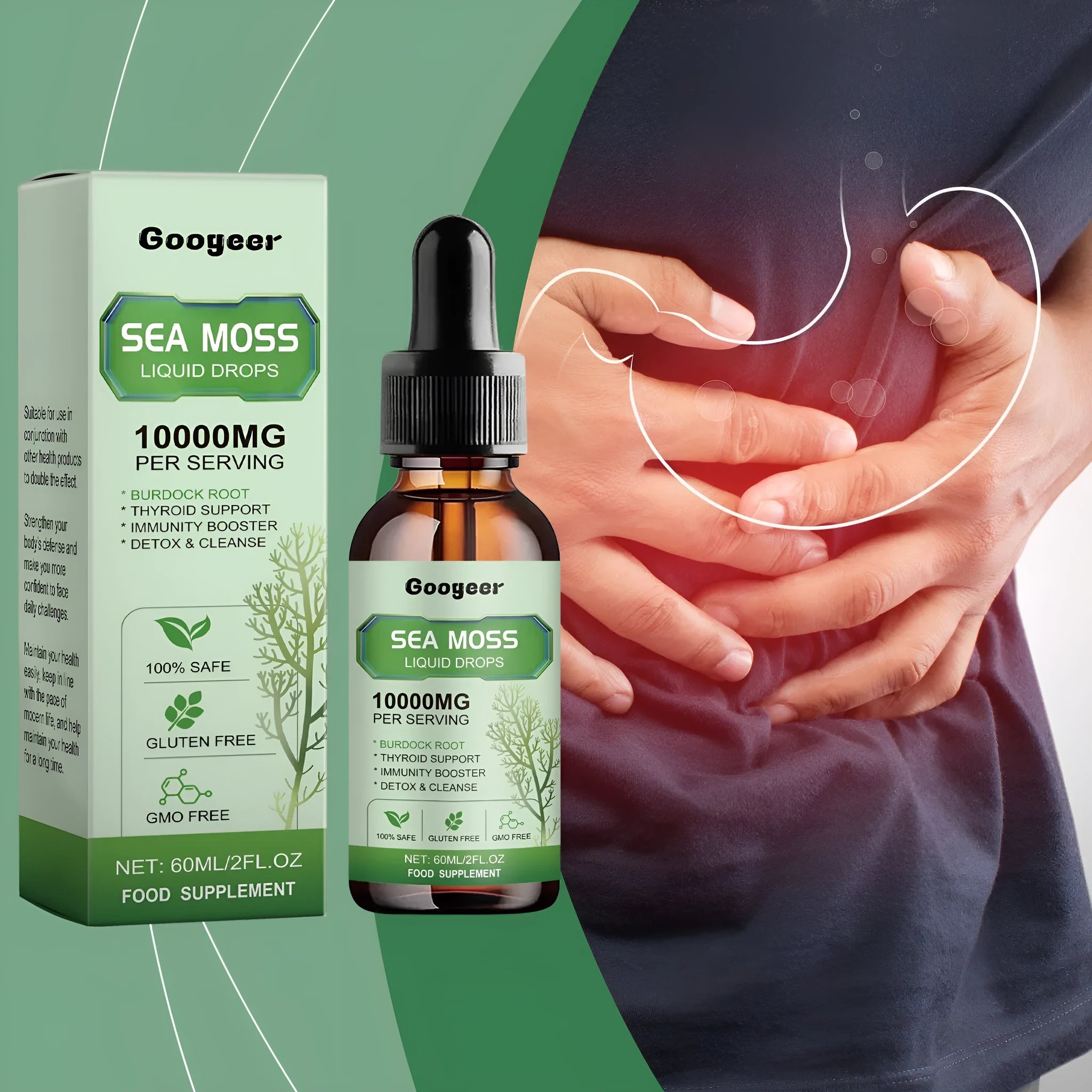 60ml sea moss liquid drops body treatment serum in 3.3cm bottle