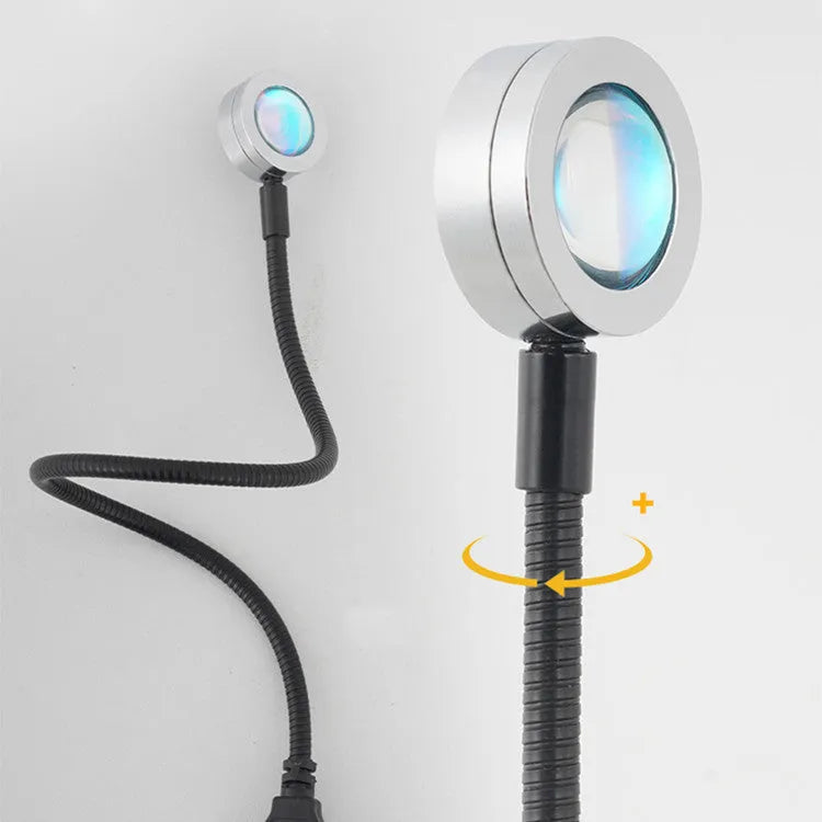 USB plug-in LED night light with aluminium shade in 180mm size, cartoon style, warm light colour