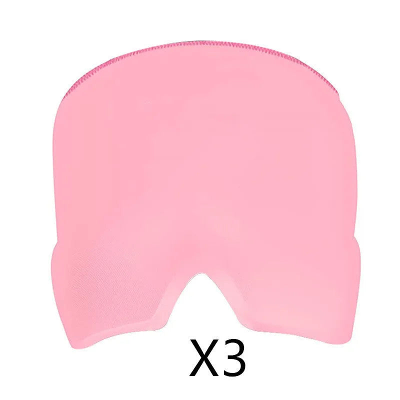 Black elastic gel cold compress eye mask for headache relief with measurements