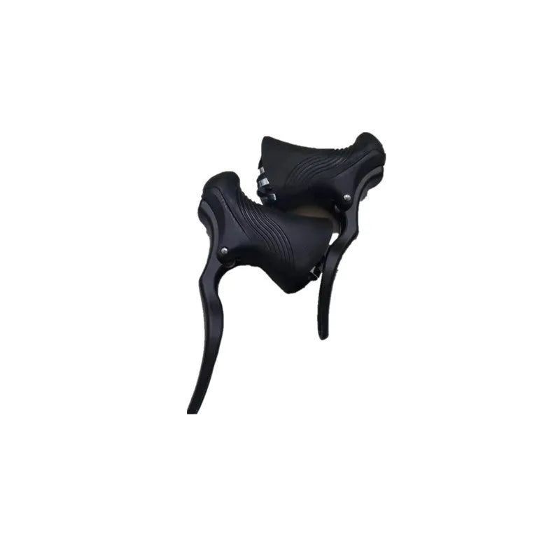 Pair of aluminium alloy road bicycle brake handles in black and black-silver colour options.