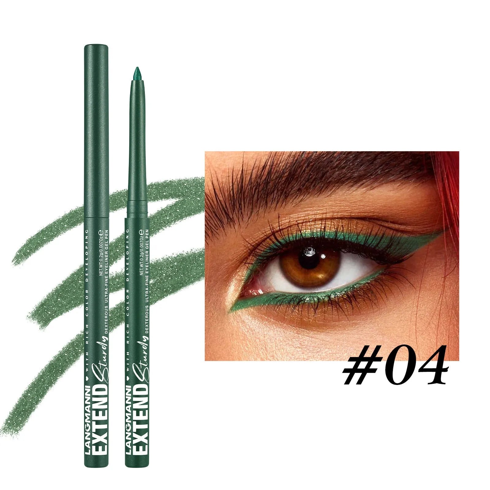 Set of 12 colourful gel glitter eyeliner pencils in vibrant shades for waterproof makeup