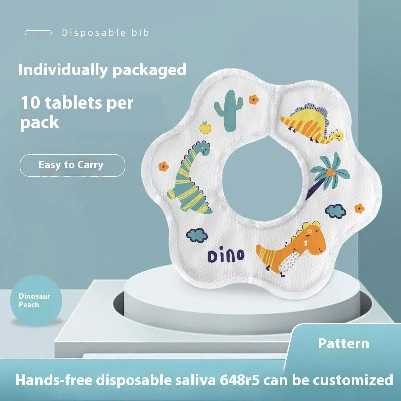 Disposable saliva towel baby bib water-repellent cloth 10-pack neutral design for children 0-6 years