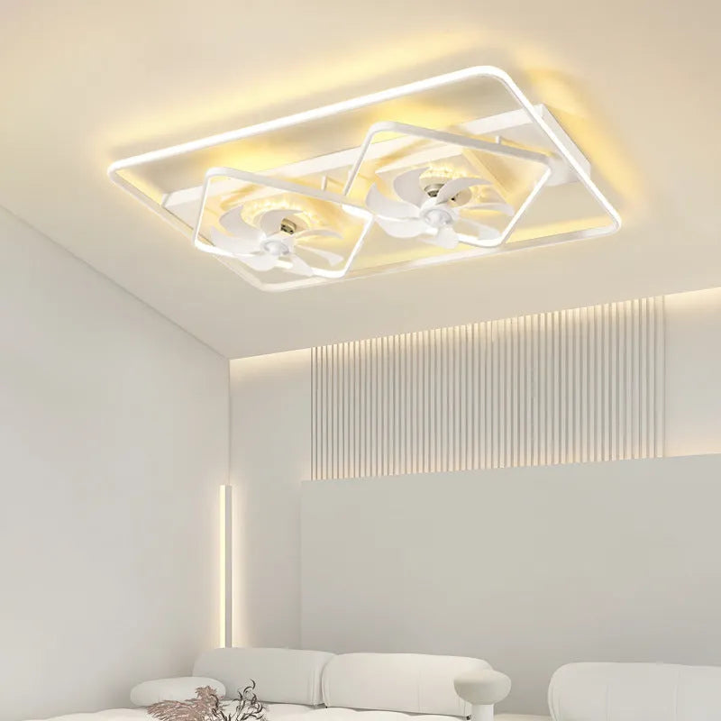 Modern thin suction ceiling fan lamp with light, 1100mm diameter with acrylic shade and plastic blades
