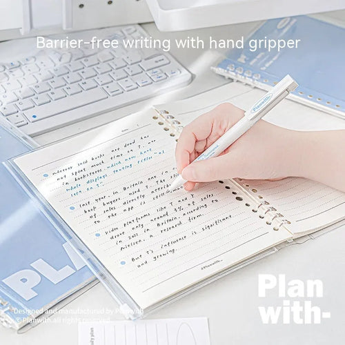 A5 PVC spiral bound notebook in blue colour showing loose binding mechanism