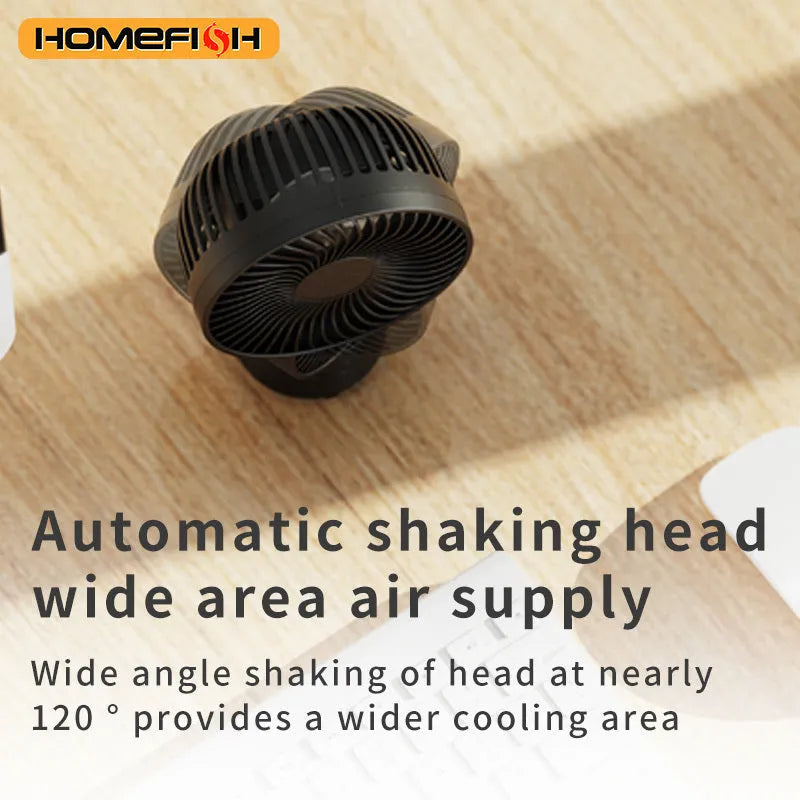HOMEFISH F2 automatic shake head fan with LED light on removable bracket
