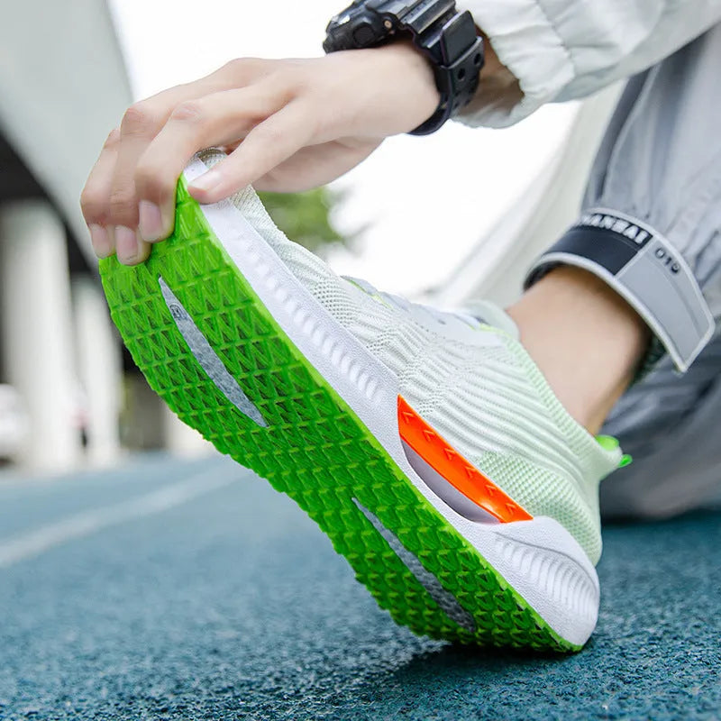 Men's blue mesh casual sports shoes with round toe design and plastic soles