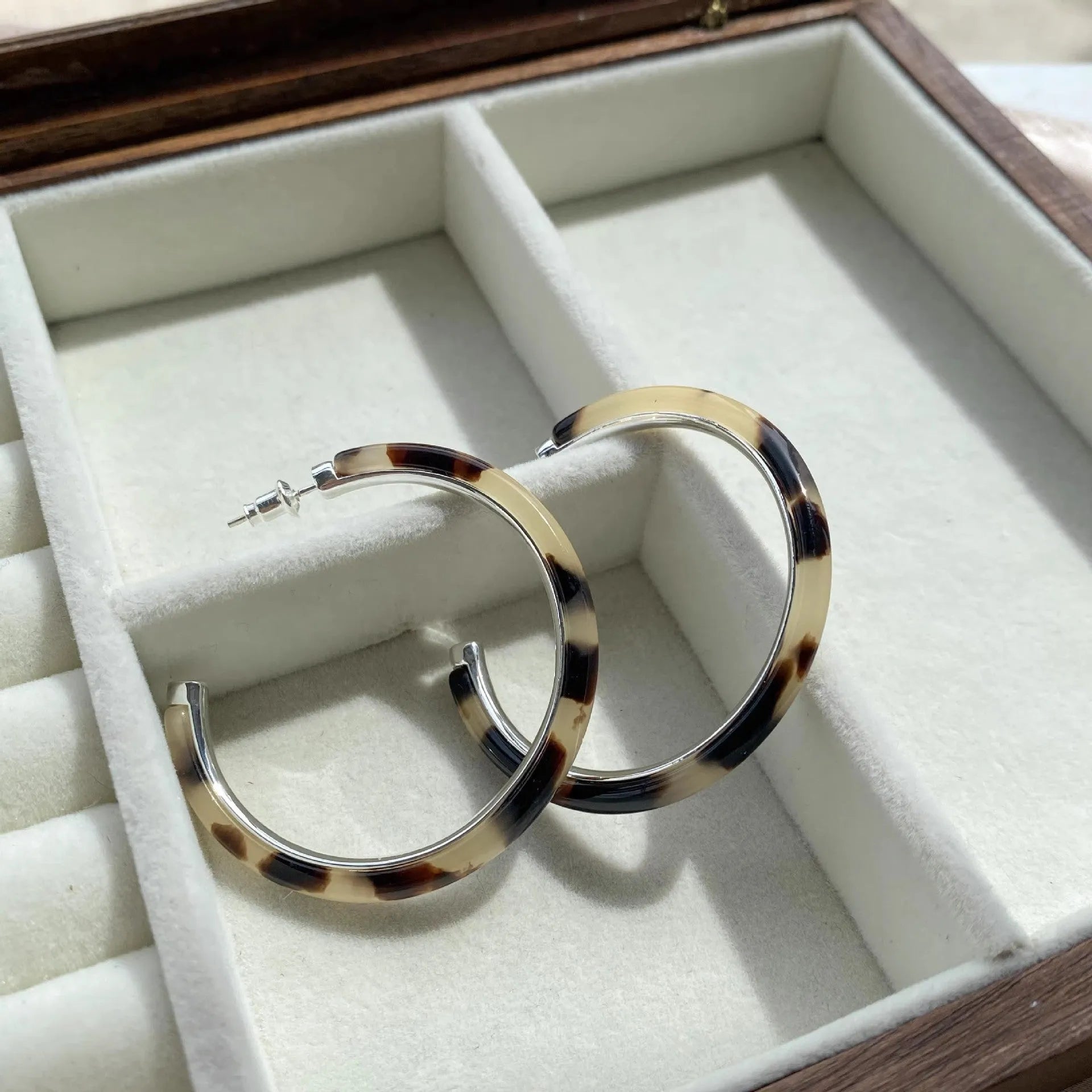 Copper leopard print geometric ring-style earrings for women electroplated gold finish