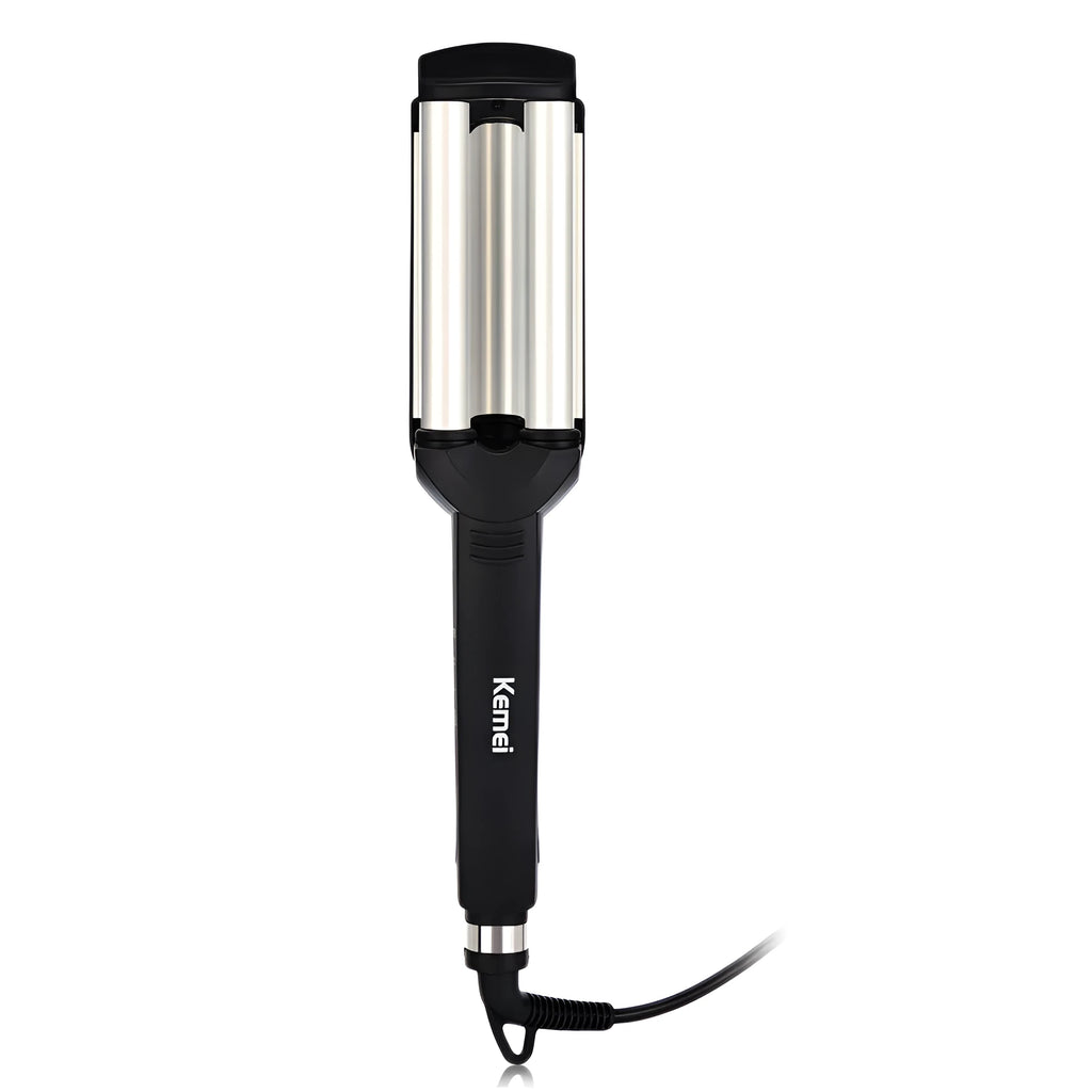 Black ceramic curling iron for short hair with 16-20mm tourmaline barrel and 10 heat settings