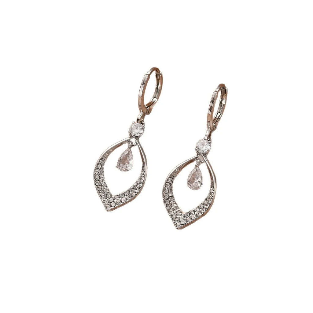 Gold and silver colour copper water drop tassel earrings with thickened electroplated buckles