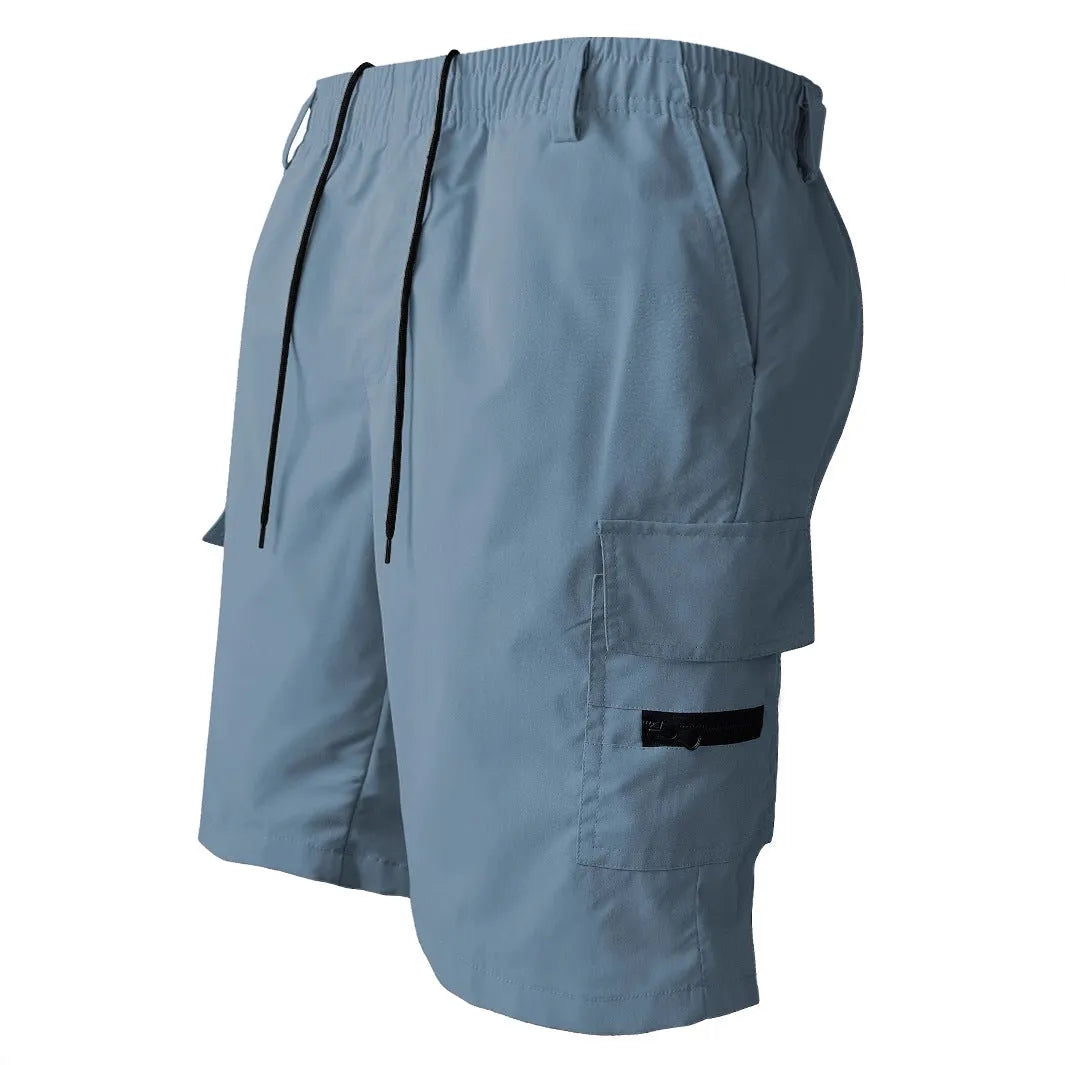 Loose straight-leg casual sports shorts in black, shown in an American-style relaxed fit.