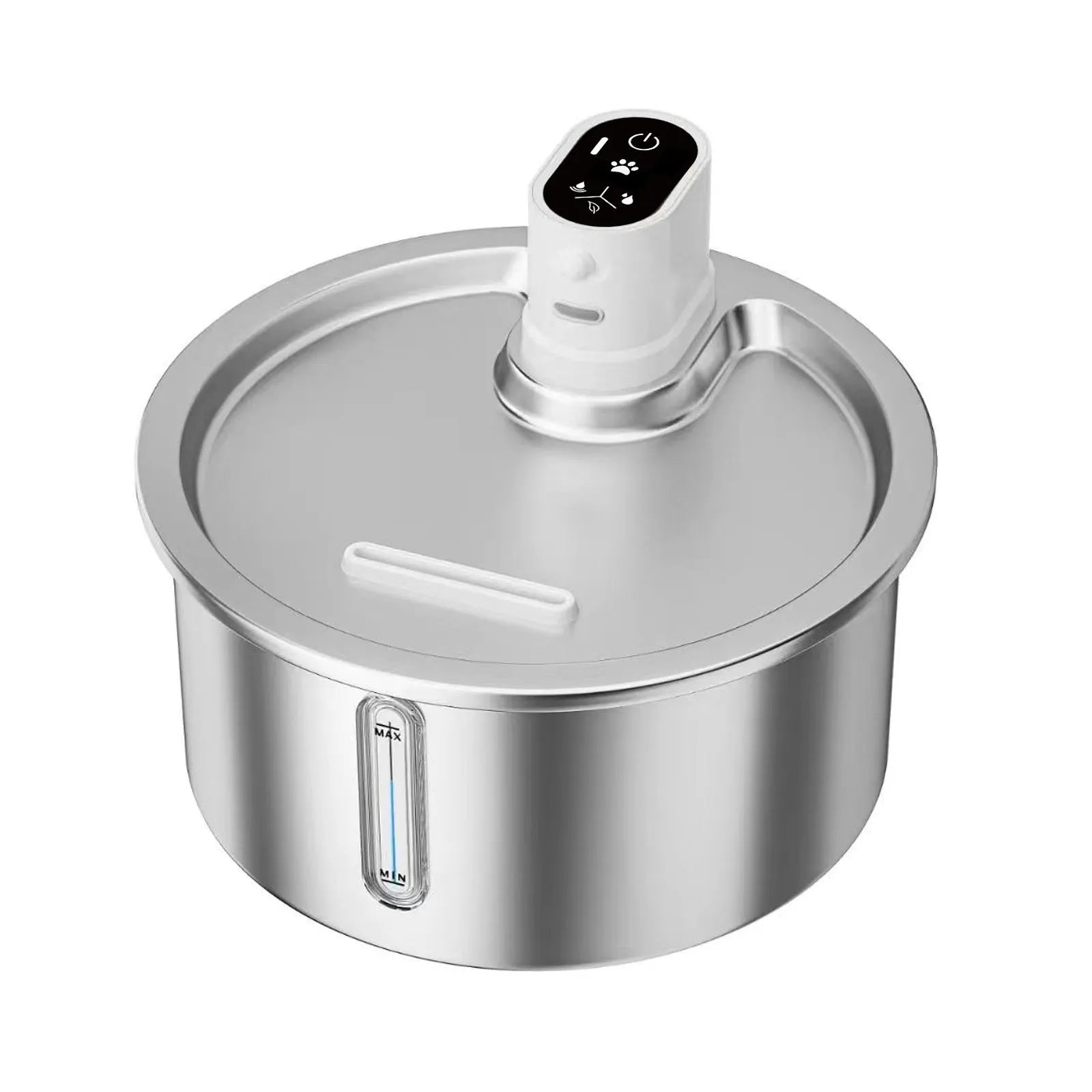 Stainless steel pet water fountain with digital heating base control panel