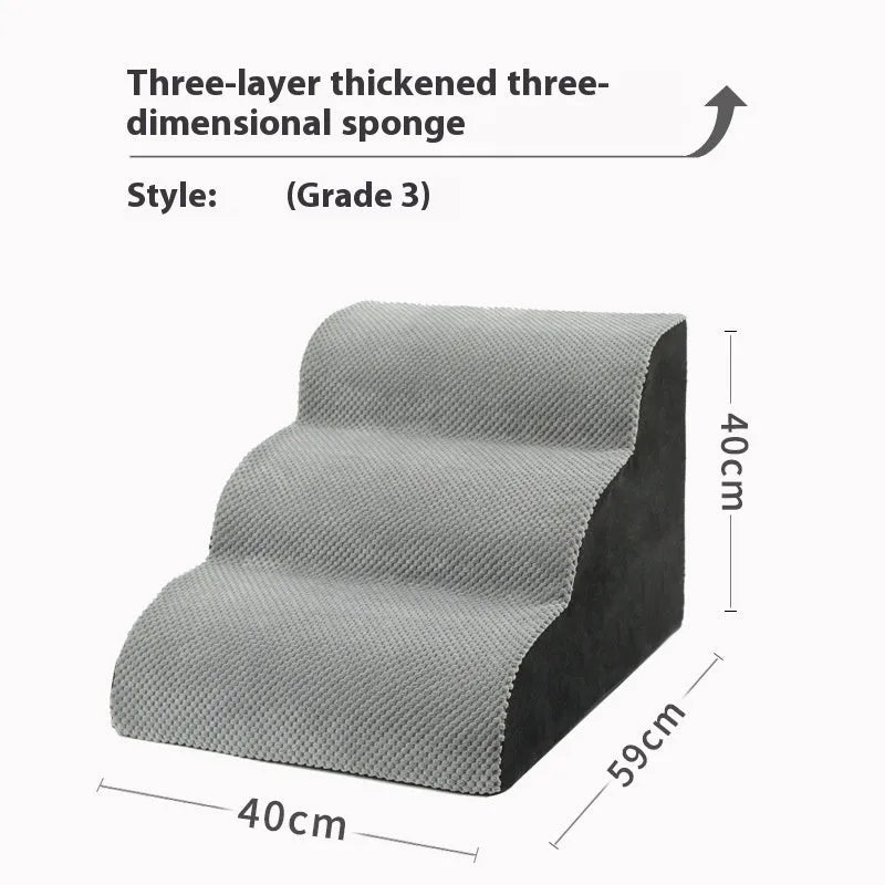 Wave pet stairs for small dogs in cloth fabric with multi-level slope options and colour choices including beige, gray, black, khaki, and tiger embroidery
