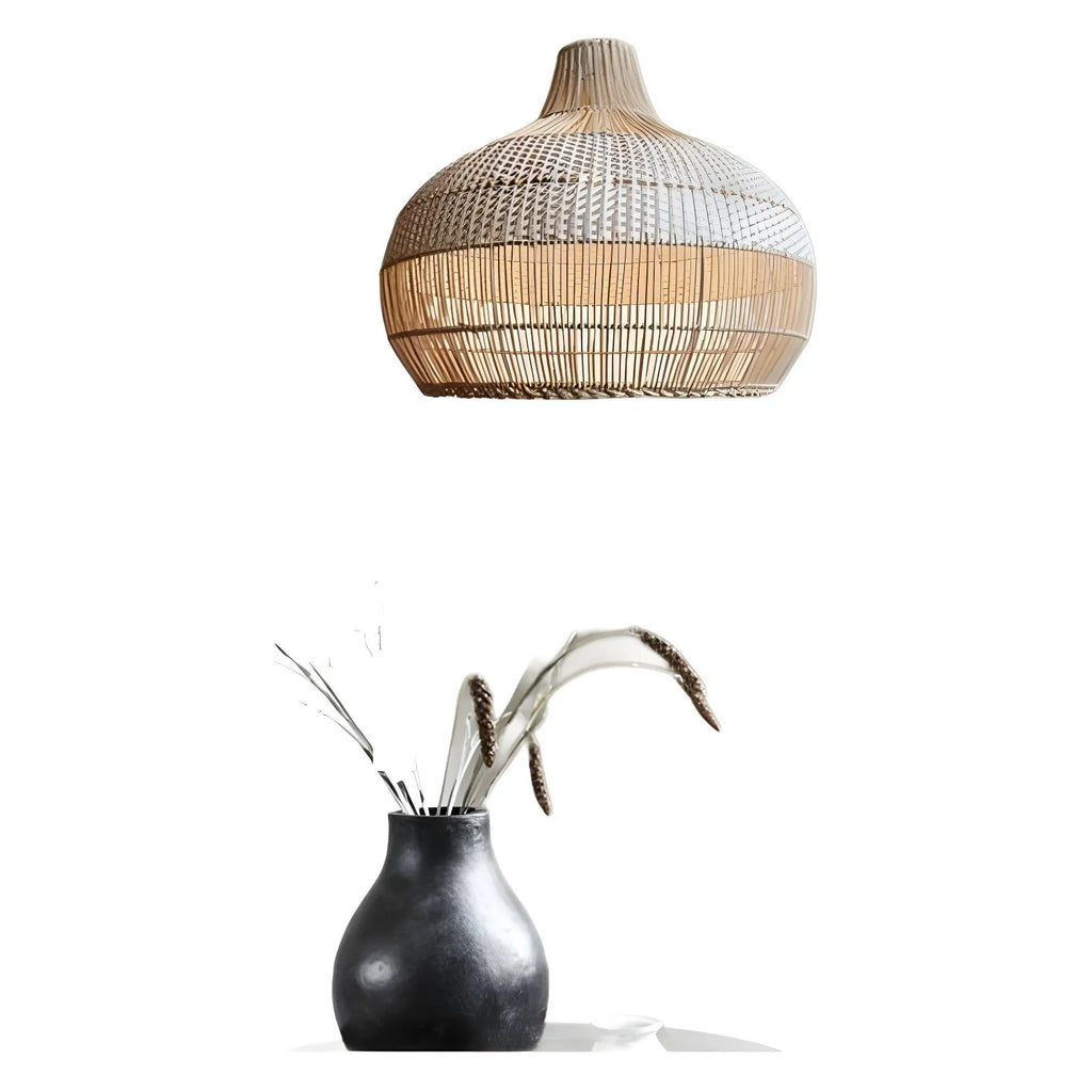 Rattan Silent Wind design chandelier with 60cm diameter, pastoral Southeast Asian style.