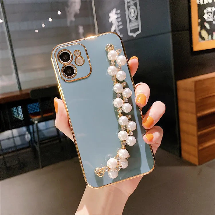 Electroplated pearl soft TPU phone case for Apple iPhone with anti-fall and anti-fingerprint protection, available in multiple colours