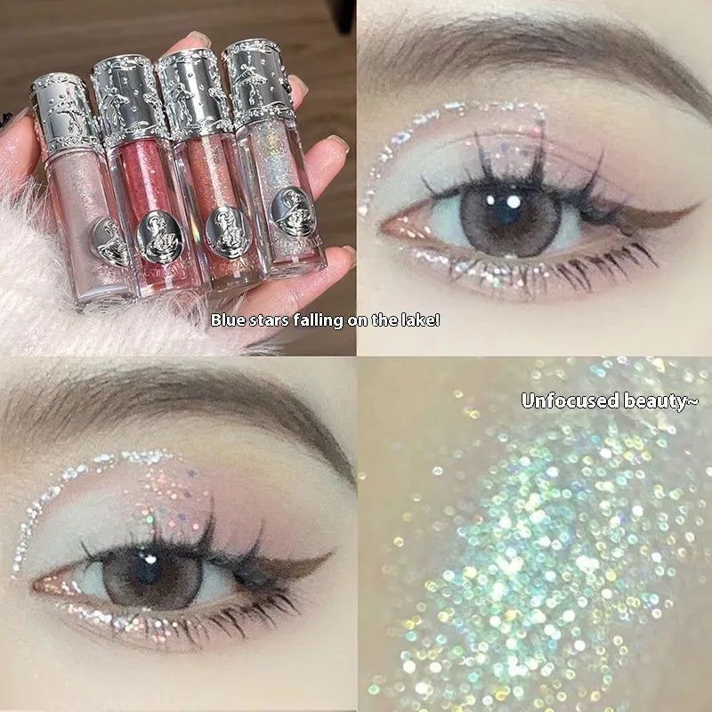 Ballet Liquid Eye Shadow set showing five shimmer colour options in cosmetic containers