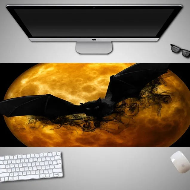 Oversized Halloween computer mouse pad with seasonal graphics and non-slip rubber base