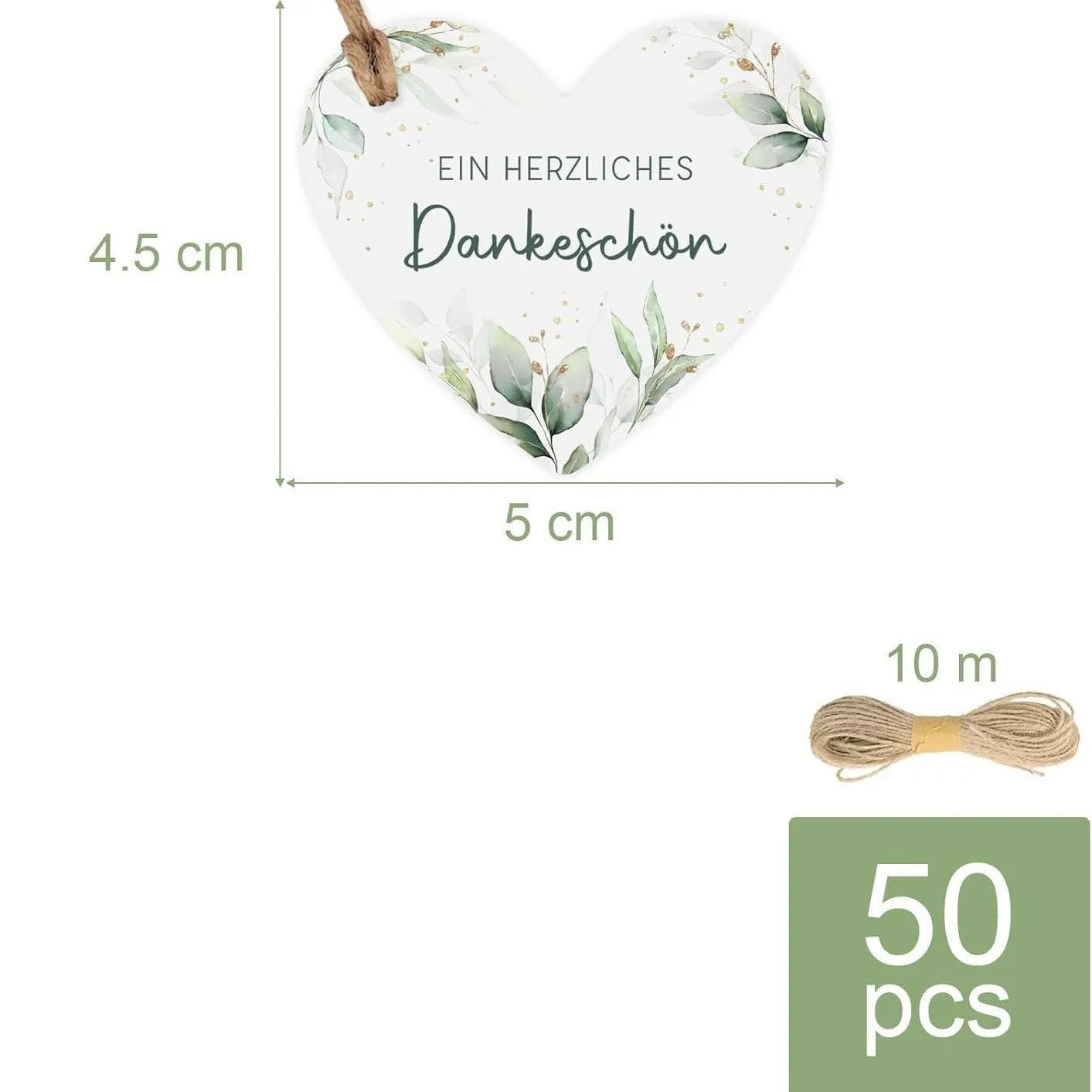 Set of 50 flower heart-shaped paper gift tags in two different decorative styles