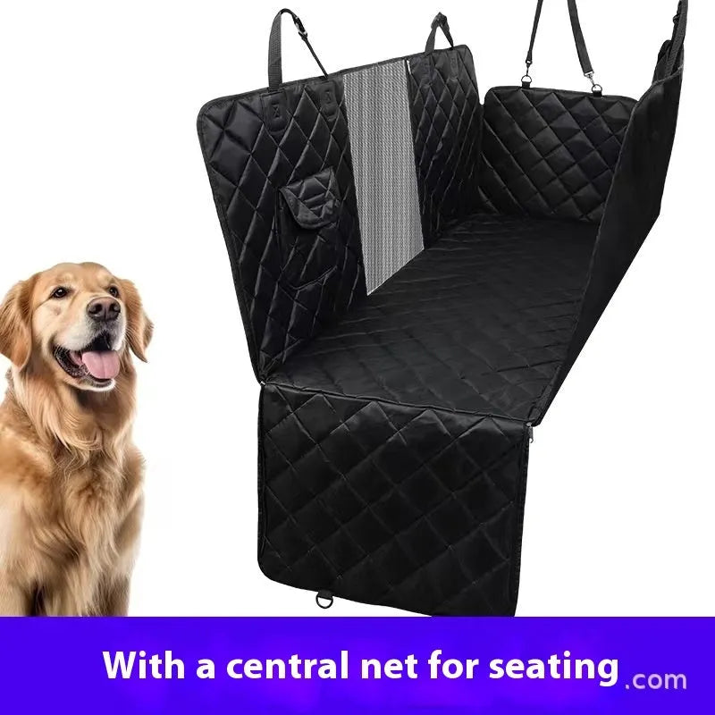 Cloth pet car cushion dog mat shown in black and grey style options on a car seat.