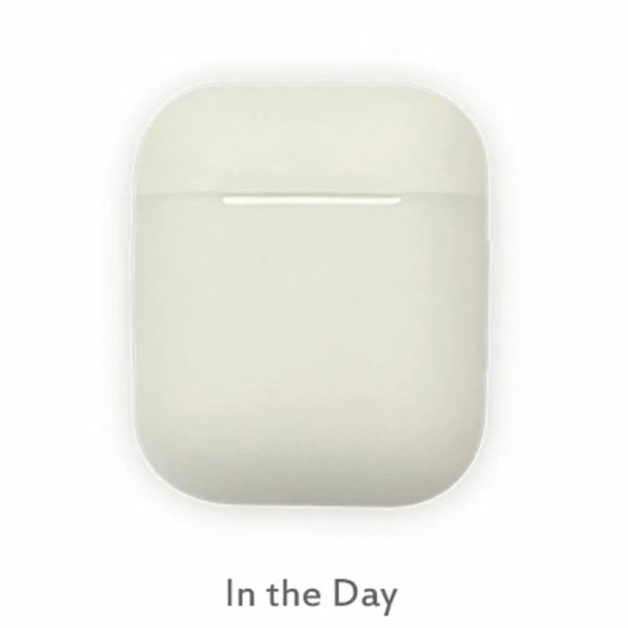 Luminous solid colour silicone flip-top protective case for Apple AirPods earphones.