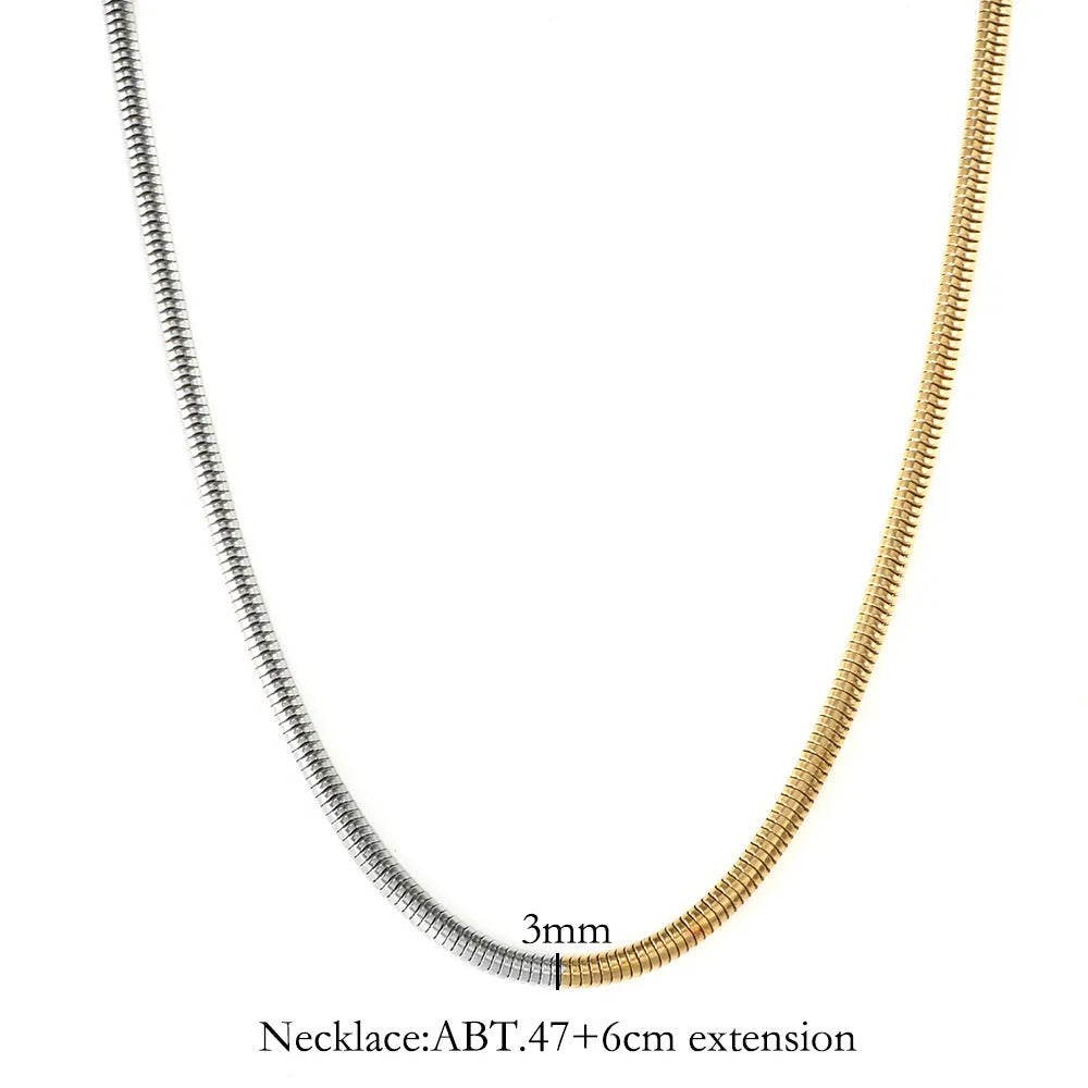 Women's stainless steel snake bone chain necklace with 3mm thickness in MSXNJMG505G colour