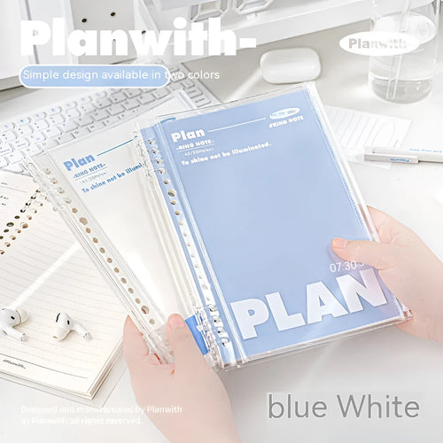 A5 PVC spiral bound notebook in blue colour showing loose binding mechanism