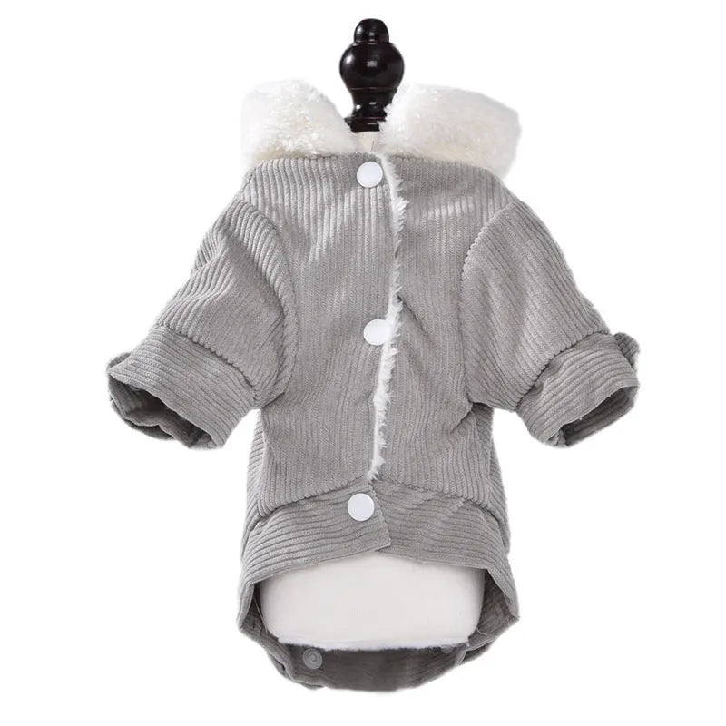 Grey lambswool lined pet vest with fleece padding for dog winter clothing