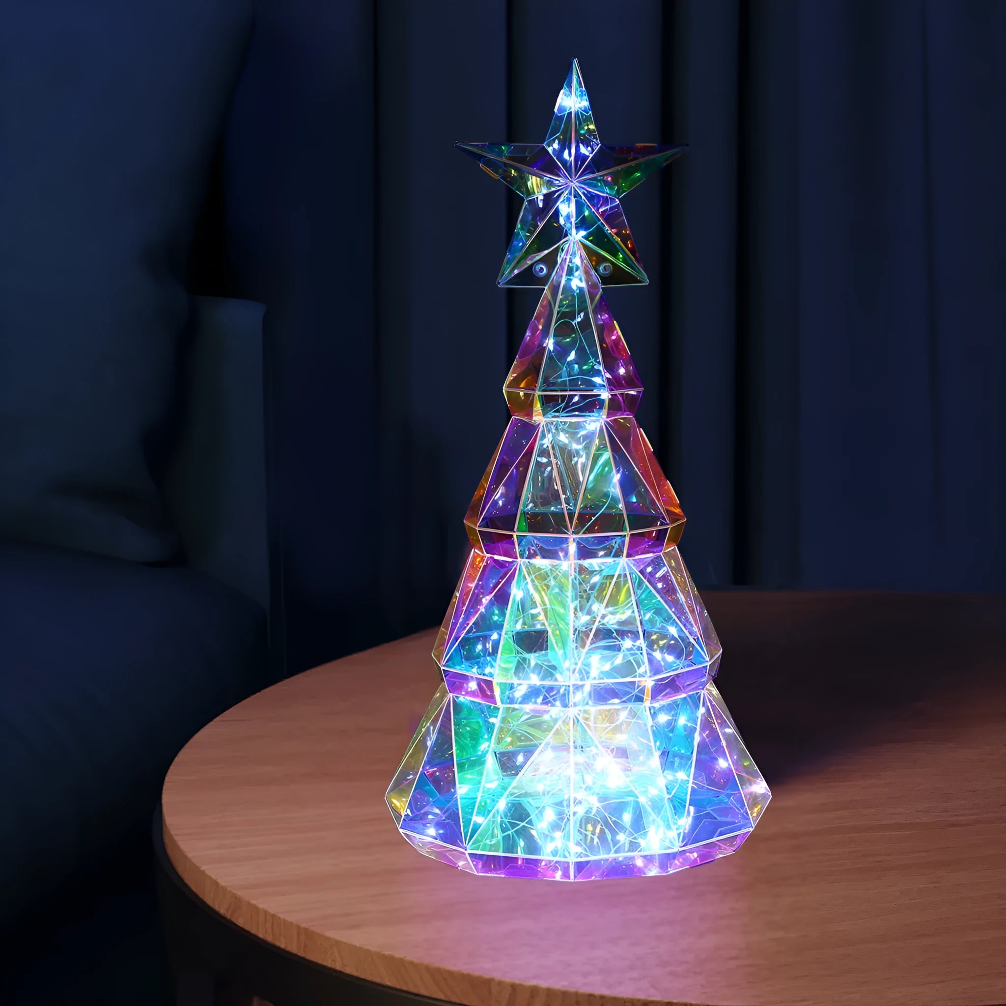 Colourful cartoon luminous Christmas tree decoration with battery-operated lighting