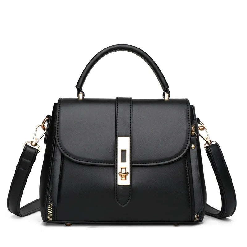 Women's soft PU leather shoulder bag in square vertical messenger style