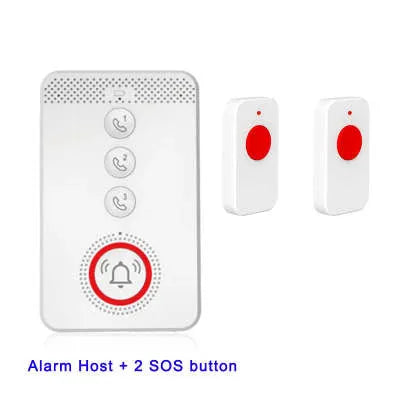 White elderly emergency alert device with voice alarm buzzer and three SOS call buttons