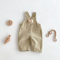 Boys' corduroy cotton bear suspender overalls in apricot solid colour spring autumn wear