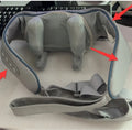 Grey elastic fabric USB-powered neck and back massager with infrared physiotherapy function