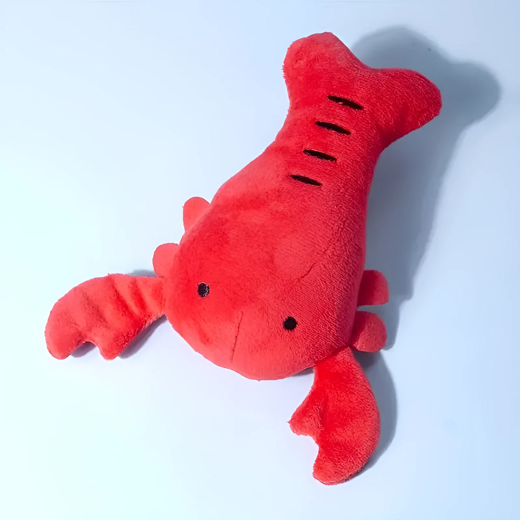 Red lobster shaped squeaky plush dog toy for small and medium breeds