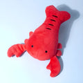 Red lobster shaped squeaky plush dog toy for small and medium breeds