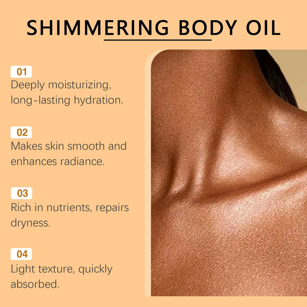 Shiny moisturizing body oil 100ml in plastic bottle with jojoba and vitamin E for daily skin care