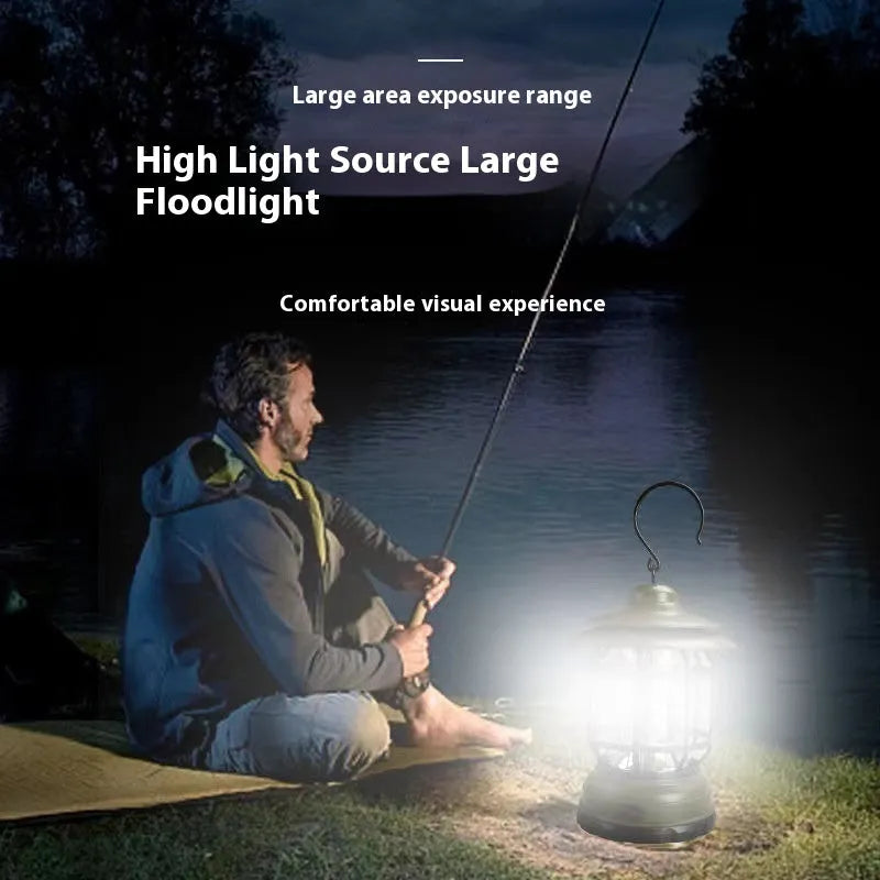 Portable camping head lamp lantern in dark green, black, and red colour options with super bright LED light.