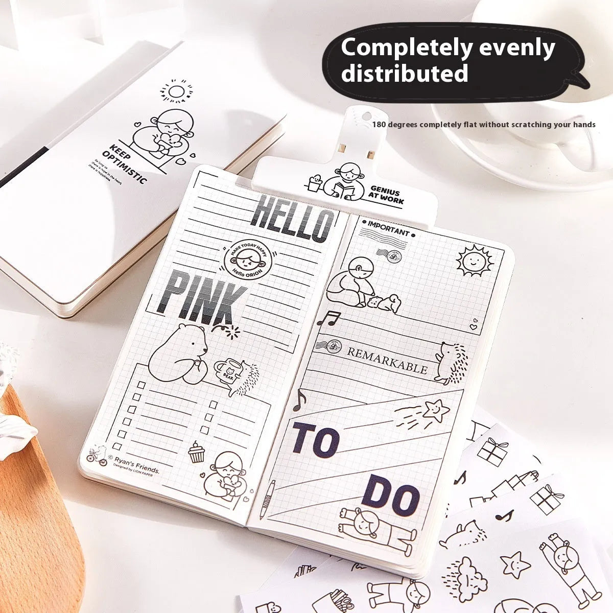 Children's simple style mesh notebook with paper cover in eight colour options including stickers