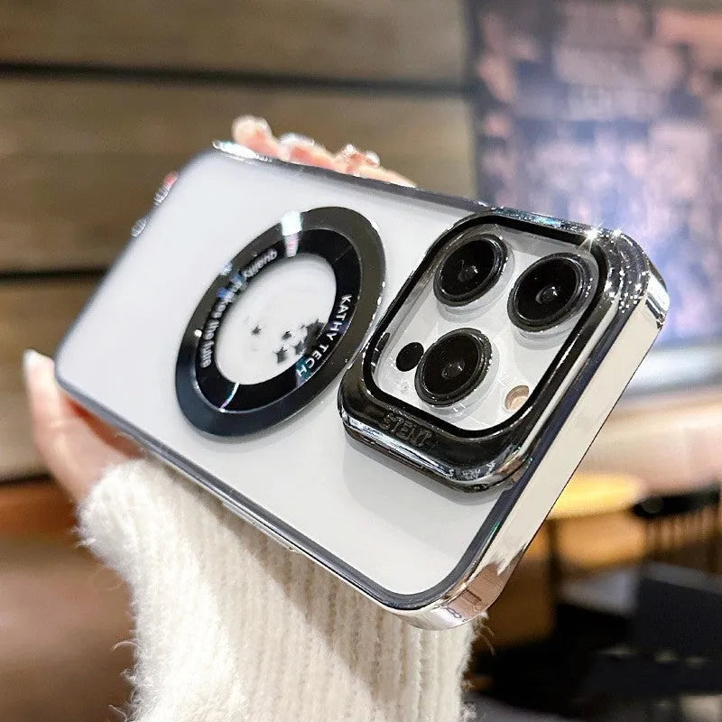 MagSafe-compatible hard PC iPhone case in dark purple colour with magnetic ring visible.