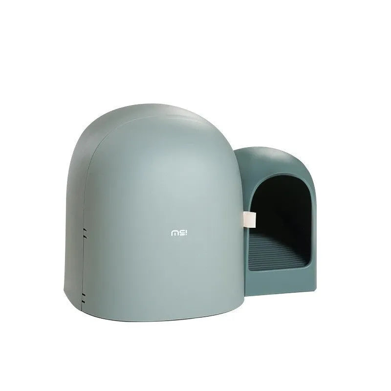 Fully enclosed oversized cat litter box in ABS plastic measuring 67.7cm x 49cm x 50cm