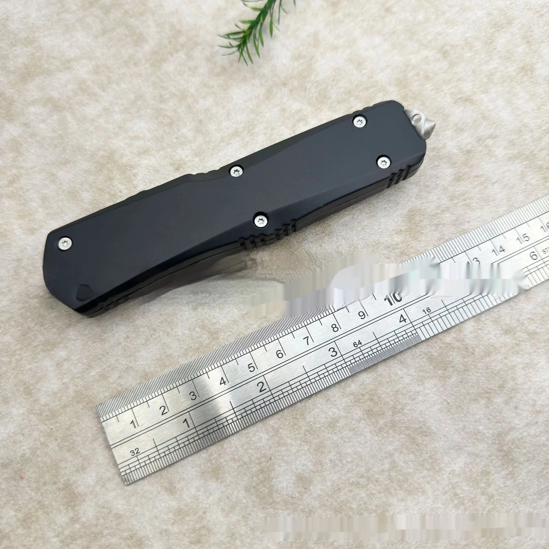 Outdoor camping portable tactical sheath folding knife with black brushed 440C blade and zinc alloy handle