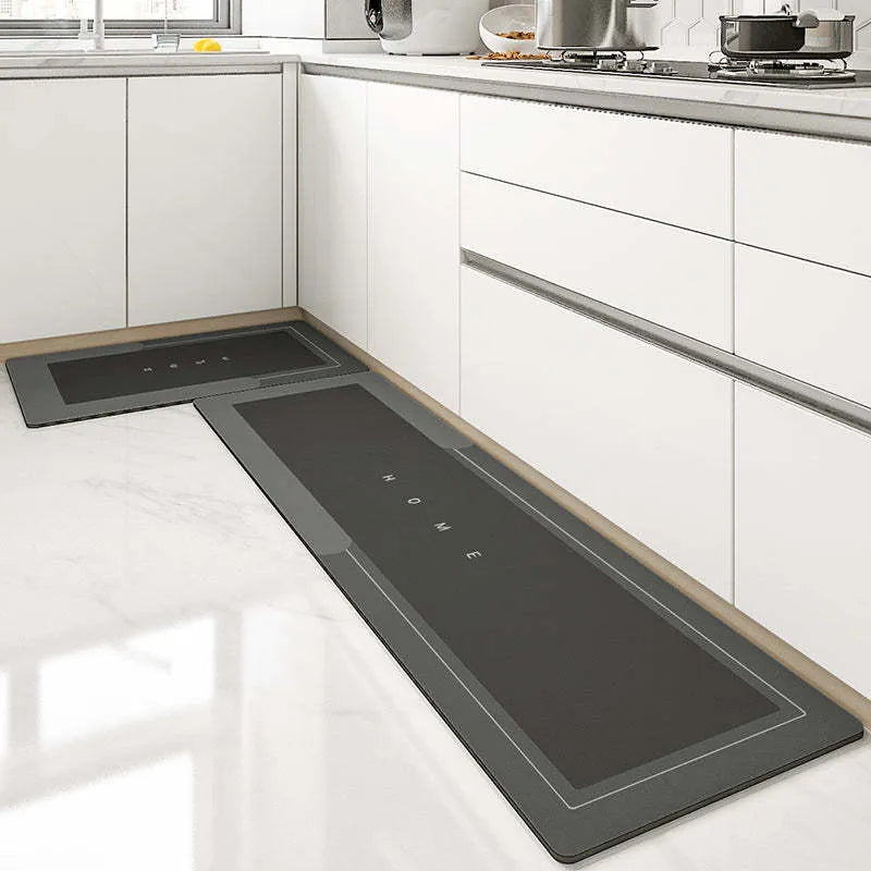 Blended fabric bathroom floor mat in blue, available in oval and rectangular shapes