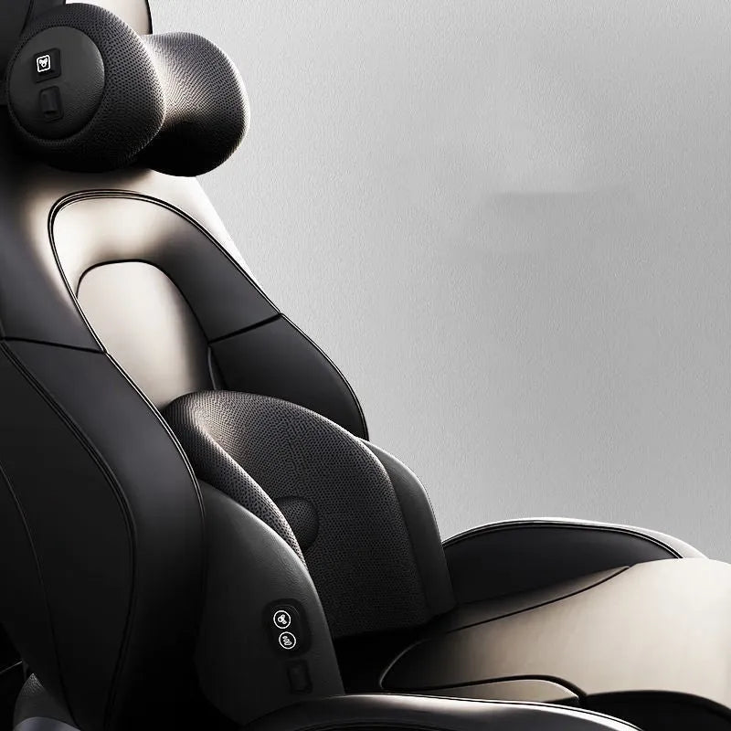 Car massage cushion with memory cotton construction and electric massage function for neck and waist support